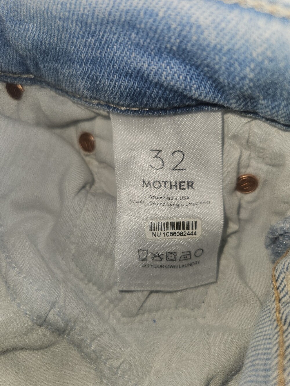 Mother Denim Rambler Zip Slice Hover Fray Jeans Women’s 32 Light Wash Red Bow - Picture 6 of 10